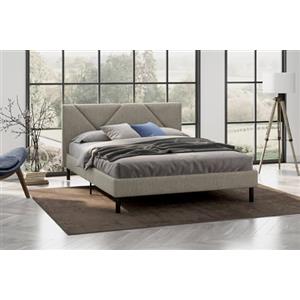 Dmora - Letto alla francese Calitri, Sommier per camera da letto, Giroletto per stanza, Struttura porta materasso, Adatto a materasso Cm 140x190, Tortora