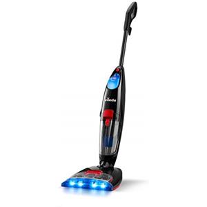 Vileda JetClean Aspirapolvere e Lavapavimenti Elettrico 3in1, Doppio Filtro, Due Serbatoi d'Acqua, Rullo in Microfibra, Cavo 7 Metri, 400 W, Rotoli, Nero