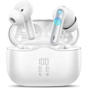 xinwld Cuffie Bluetooth 5.3 Stereo HiFi Con 4 HD Mics, Mini Auricolari Wireless Cancellazione Rumore, 40 Ore di Autonomia, Per Android/iOS, USB-C, IPX7 Impermeabili