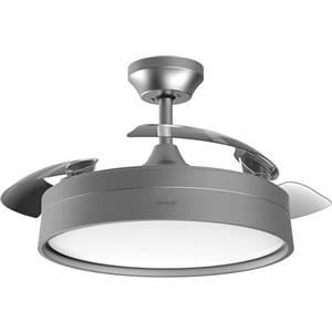 Cecotec Ventilatore da soffitto con luce e pale retrattili Energysilence Aero 4200 Invisible Steel. Motore CC 30 W, diametro di 42", timer, 6 velocità, telecomando, modalità inverno-estate, in acciaio