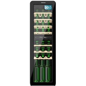 Cecotec Cantina da vino 30 Bottiglie Bolero GrandSommelier Origin Duo 30 Hit Black. Cantina per vino retrò, nero, 30 bottiglie, doppia zona di temperatura 5-12 ºC e 12-20 ºC, NoFrost, LED, ripiani in