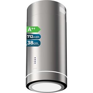 Cecotec Cappa Aspirante a Isola 38 cm - Cappa Cucina. Bolero Flux IRE 388000 Inox A++ Cappa 38cm Acciaio Inox, Flusso d'Aria 800m3/h, 210W, A++, Touch, LED, Carbonio Ø176, alluminio 5 strati