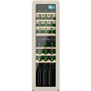 Cecotec Cantinetta 30 Bottiglie Retrò Bolero Grandsommelier Origin Duo 30 Hit Beige. Finitura Nera Con 2 Zone Di Temp. (5-12ºC, 12-20ºC), Controllo Led, NoFrost, Ripiani In Legno, Luce Interna