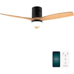 Cecotec Ventilatore da Soffitto con Luce EnergySilence Aero 5600 Aqua Black&WhiteWood Connected. 40 W, LED 18 W, Diametro 132 cm, Wi-Fi, Protezione IP44, Timer 8 Ore, 3 Pale, 6 Velocità