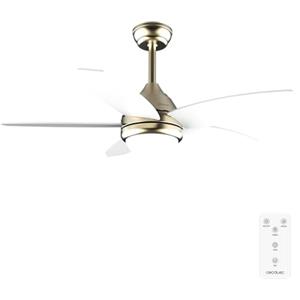 Cecotec - Ventilatore da Soffitto con Luce EnergySilence Aero 4200 GoldWhiteWood - 53W, Diametro 42", Luce LED 15W in 3 Tonalità, Telecomando, Timer Selezionabile, 3 Velocità e 5 Pale