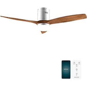 Cecotec Ventilatore da Soffitto con Luce EnergySilence Aero 5600 Aqua IronDarkWood Connected. 40 W, LED 18 W, Diametro 132 cm, Wi-Fi, Telecomando, Protezione IP44, Timer 8 Ore, 3 Pale, 6 Velocità
