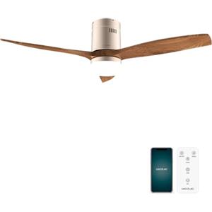 Cecotec Ventilatore da Soffitto con Luce EnergySilence Aero 5600 Aqua GoldDarkWood Connected. 40 W, LED 18 W, Diametro 132 cm, Wi-Fi, Telecomando, Protezione IP44, Timer 8 Ore, 3 Pale, 6 Velocità