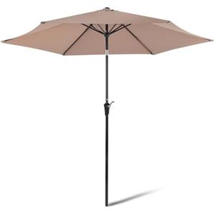 Amazon Basics - Ombrellone da Giardino, Sollevatore a manovella e Pulsante inclinabile, 305cm, Marrone Chiaro