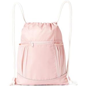 Amazon Basics Sacca Sportiva con Coulisse e Tasche per Bottiglie, Zaino Sportivo Resistente per Palestra, Scuola e Viaggio, Rosa