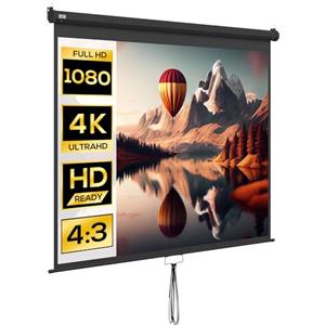 HOMCOM Telo per Proiettore da 100 Pollici Formato 4:3 ad Altezza Regolabile, Schermo da Proiezione in Tessuto e Metallo, 203x152 cm, Nero