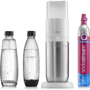 Sodastream Gasatore Duo Per Trasformare L'Acqua In Acqua Frizzante, colore bianco, include 1 bottiglia in plastica e 1 una bottiglia in vetro e cilindro di co2