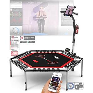 Sportstech HTX100 Sportstech Indoor Trampolino Elastico Fitness, Regolabile in Modo Intelligente Tappeto Elastico con l'app, Pieghevole Trampolino Elastico, Fitness Attrezzi Casa Essenziale