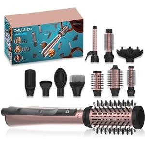 Cecotec Spazzola d'aria 10 accessori CeramicCare 10in1 AirBrush. 1200 W, asciugacapelli, arricciacapelli, volumizzatore, diffusore, schermo, funzione ionica, rivestimento in ceramica, controllo