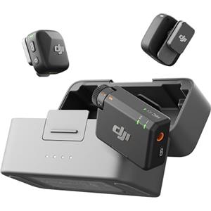 DJI Mic Mini (2 TX + 1 RX + Custodia di ricarica), microfono wireless, leggero, audio di alta qualità, 48 ore di utilizzo, cancellazione rumore, microfono senza fili per fotocamere/iPhone/Android,vlog