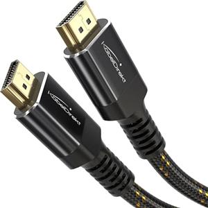 KabelDirekt - Cavo HDMI 2.1 8K/4K - 4m - Connettori Metallici Antishock e Design Intrecciato (8K@60Hz, Ultra Alta Velocità/48G, Ultima Generazione, Ideale per PS5/XBO, Monitor/TV/Proiettore, Nero)