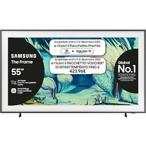Samsung Smart TV 55'' QE55LS03FAUXZT QLED 4K, NQ4 AI Gen2 Processor, 4K AI Upscaling, Art Mode, Matte Display, Dolby Atmos & OTS Lite, Modern Frame Design, 2025