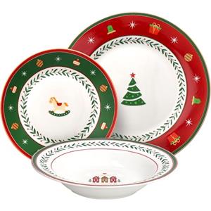 Tognana Christmas Toy, Servizio piatti 18 pezzi per 6 persone, Porcellana, Multicolor