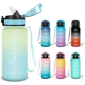 Motswedi Borraccia, 0.5L Senza BPA, Borraccia con Cannuccia, Adatto Gassato, Borraccia Motivazionale, A Prova di Perdite, Bottiglia Acqua, Borraccia Acqua per Scuola, Palestra, Campeggio - Brina&cielo