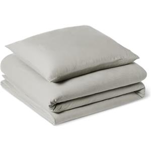 Amazon Basics Set Copripiumino Singolo in Microfibra Prelavata, Extra Morbido con Effetto Naturale Arricciato, Non Necessita Stiratura, Copripiumino da 135 x 200 cm e 1 Federa da 50 x 80 cm, Grigio