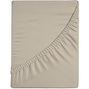 hermet Lenzuolo Sotto Con Angoli Per Letto Matrimoniale, Lenzuolo Sotto Con Angoli Tinta Unita, Elasticizzato sui 4 Lati, 100% Jersey di Cotone, 170/180x190/200 cm, Tortora