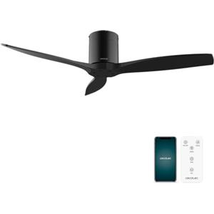 Cecotec - Ventilatori da Soffitto EnergySilence Aero 5500 Aqua Black&Black Connected - 40 W, Diametro 132 cm, Wi-Fi, Protezione IP44, Timer 8 Ore, 3 Pale, 6 Velocità, Estate/Inverno