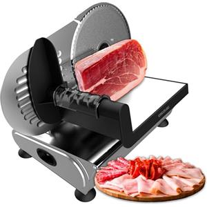 Cecotec Affettatrice in Metallo Rock'Ncut Advance. 180W di Potenza, Disco da 190mm, Regolazione Spessore 0-15mm, Disco Rimovibile Quickout, Carrello in Acciaio Inox, Stabilità e Sicurezza