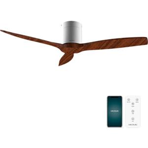 Cecotec - Ventilatori da Soffitto EnergySilence Aero 5500 Aqua IronDarkWood Connected - 40 W, Diametro 132 cm, Wi-Fi, Protezione IP44, Timer 8 Ore, 3 Pale, 6 Velocità, Estate/Inverno