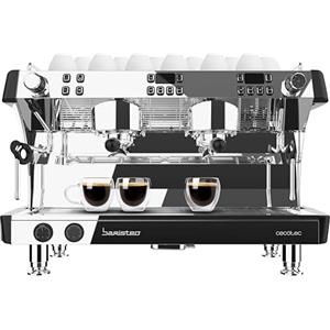 Cecotec Macchina per caffè espresso professionale Barista Baristeo Mattina 2x. Macchina Da Caffè Professionale Con Due Gruppi, Pre-Infusione Regolabile, Pompa 9 Bar, Caldaia Tripla, Display PID