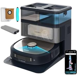 Cecotec Robot Aspirapolvere e Lavapavimenti con IA Conga Z100. 20000Pa, Base Autovuotante, Tecnologia Laser, Lavaggio Professionale Mopa Bimateriale XXL, Autovuotante Polvere, Acqua, Pulizia Mop, App
