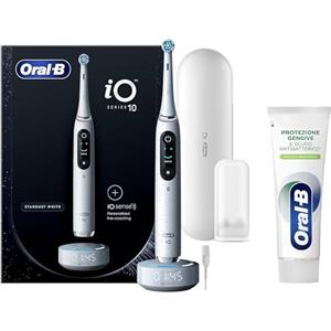 Oral-B Spazzolino Elettrico Ricaricabile iO 10 Bianco con Caricatore iO Sense, 1 Spazzolino + Dentifricio Protezione Gengive Pulizia Profonda 75ml
