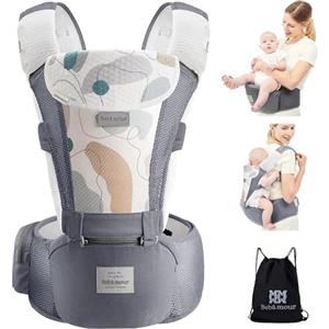 Bebear Marsupio,Bebamour Marsupio per 0-36 mesi, marsupio traspirante da neonato a bambino, approvato dagli standard di sicurezza, seggiolino ergonomico 6 in 1 anteriore (New Air Grey)