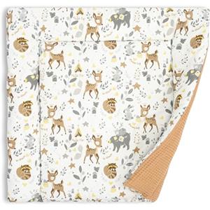 Totsy Baby Materassino fasciatoio 75x72 cm - cuscino neonato in cotone lavabile pieghevole e portatile materasso da viaggio tappetino per cassettiera lavatrice e tavolo 75 x 72 Oeko-Tex Cervo