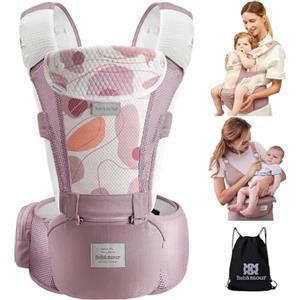 Bebear Marsupio,Bebamour Marsupio per 0-36 mesi, marsupio traspirante da neonato a bambino, approvato dagli standard di sicurezza, seggiolino ergonomico 6 in 1 anteriore (New Air Pink)