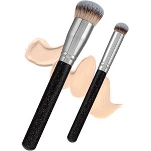 LAC FOR YOU Set 2 Pennelli Fondotinta & Correttore - Pennello Fondotinta Obliquo a Setole Dense e Pennello Correttore Precisione Occhiaie - Manico Cilindrico Ergonomico