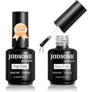 JODSONE 15ml x 2 Base e Top coat Semipermanente, Smalto per Unghie in Gel UV LED Soak Off Kit per Manicure, No Wipe Top & Base Coat, Un regalo Perfetto per Tutti…