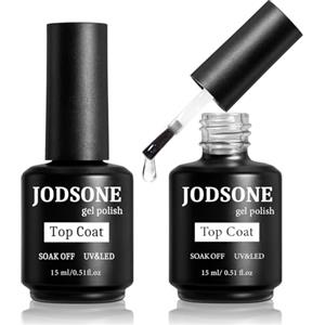 JODSONE 2 flaconi da 15 ml di smalto gel top coat senza asciugatura, per manicure brillante, necessita di polimerizzazione in lampada.