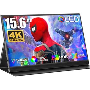 UPERFECT 4K QLED 15,6 Pollici Monitor Portatile con 3840 * 2160 UHD 100% AdobeRGB 1500:1 500 Nits Schermo per Laptop PC Cellulare Console di Gioco, Corpo in Metallo, Display Mobile Compatibile VESA