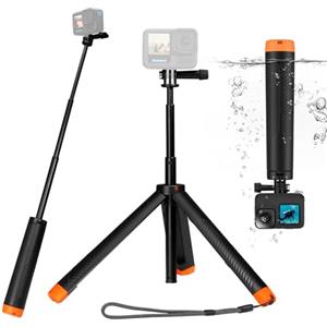 AuyKoo Galleggiante Monopiede Grip mano Treppiede impermeabile estensibile Selfie Monopiede per Go Pro Hero 13,12, 11, 10, 9, 8, 7, 6, 5, 4, 3, DJI Action 5 Pro 4/3, Videocamera d'azione