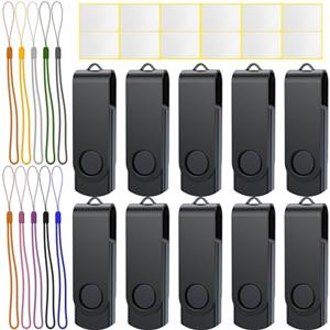 Uflatek 10 Pezzi 4 GB Chiavetta USB 2.0 Girevole Pennetta USB Nero 4GB Memoria Flash Drive Metallo Chiave Penna USB Archiviazione Dati per Computer Tablet e PC