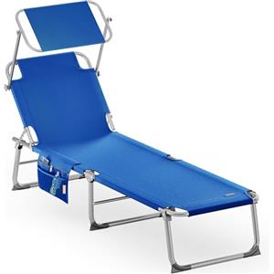 CASARIA® Lettino Ibiza 190x59cm Carico Max 150 Kg Pieghevole Sdraio Alluminio Prendisole Mare Giardino con Tettuccio Trasportabile