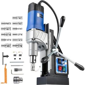 ZELCAN 1550W Trapano Magnetico con 11 Punte 13000N Trapano a Colonna Magnetico Portatile a Diametro di 50mm con 580 rpm Controllo Reversibile Velocità Continuo per Superfici Metalliche
