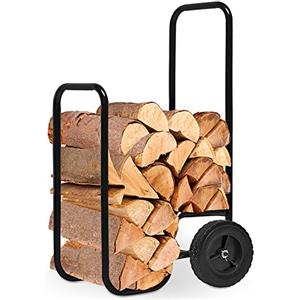 GARDEBRUK® Carrello Portalegna 150x56x45 Fino a 80kg Carrellino per Legna da Camino Cesto Legname Carrelli Trasporto
