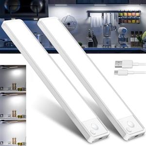 GWULC Luce LED Sottopensile Cucina Luci: Armadio Lampada Sensore Movimento Batteria USB Ricaricabile Senza Fili Interno Strisce Lampade Adesive Sotto Pensile Light Pensile illuminazione Barra