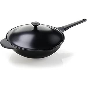 Moneta Lirica Wok 2 manici 32 con coperchio, in alluminio pressofuso, anche per induzione
