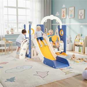 MAMIZO Scivolo per Bambini, Toddler Climber Swing Set, 5 in 1 Parco Giochi, con Altalena, Scivolo, Scala da Arrampicata, Telescopio, Deposito, Set di Giochi per Interni all'aperto, Scivolo Indipendente