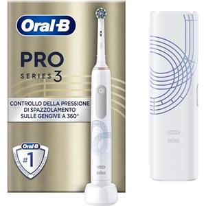Oral-B Spazzolino Elettrico Ricaricabile Pro Series 3 Bianco, 1 Testina di Ricambio, 1 Custodia da Viaggio. 1 Spazzolino