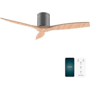 Cecotec - Ventilatori da Soffitto EnergySilence Aero 5500 Aqua IronLightWood Connected. 40 W, Diametro 132 cm, Wi-Fi, Protezione IP44, Timer 8 Ore, 3 Pale, 6 Velocità, Estate/Inverno
