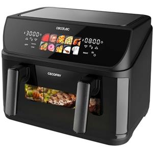 Cecotec Friggitrice ad Aria 10L - Air Fryer Cecofry&Grill Duoheat 10000. 2800W, 3in1: Friggitrice, Grill, Piastra. Parete divisoria mobile, Doppia Temp 40-200°C, Cottura uniforme e veloce