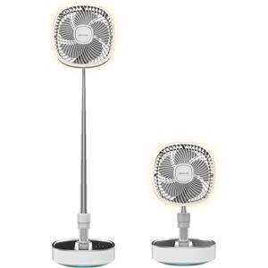 Cecotec - Ventilatore portatile pieghevole con luce LED EnergySilence 1000 FoldAir Portable. Batteria da 8000 mAh, oscillazione automatica, 10 pollici, 3 velocità, luce a 3 toni e controllo touch