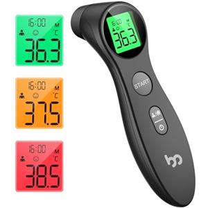 femometer Termometro frontale per bambini e adulti, termometro clinico senza contatto con allarme febbre, lettura immediata e accurata 1s, nero